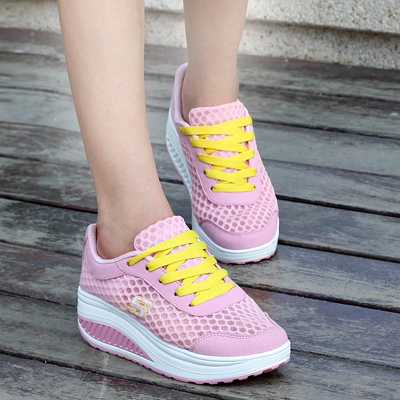 Женская обувь дышащие повседневные кроссовки на плоской подошве сетчатые 4 цвета