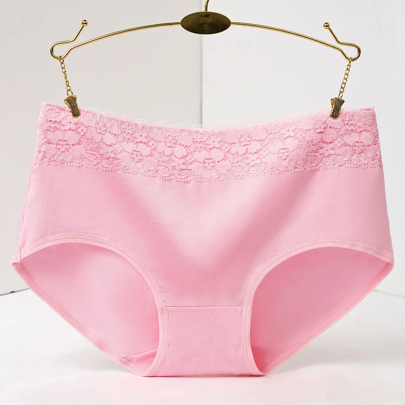Розовый Хлопковое нижнее белье женские кружевные трусы с принтом Calcinhas Lingeries розовые трусики размера плюс женские трусы - Цвет: Розовый