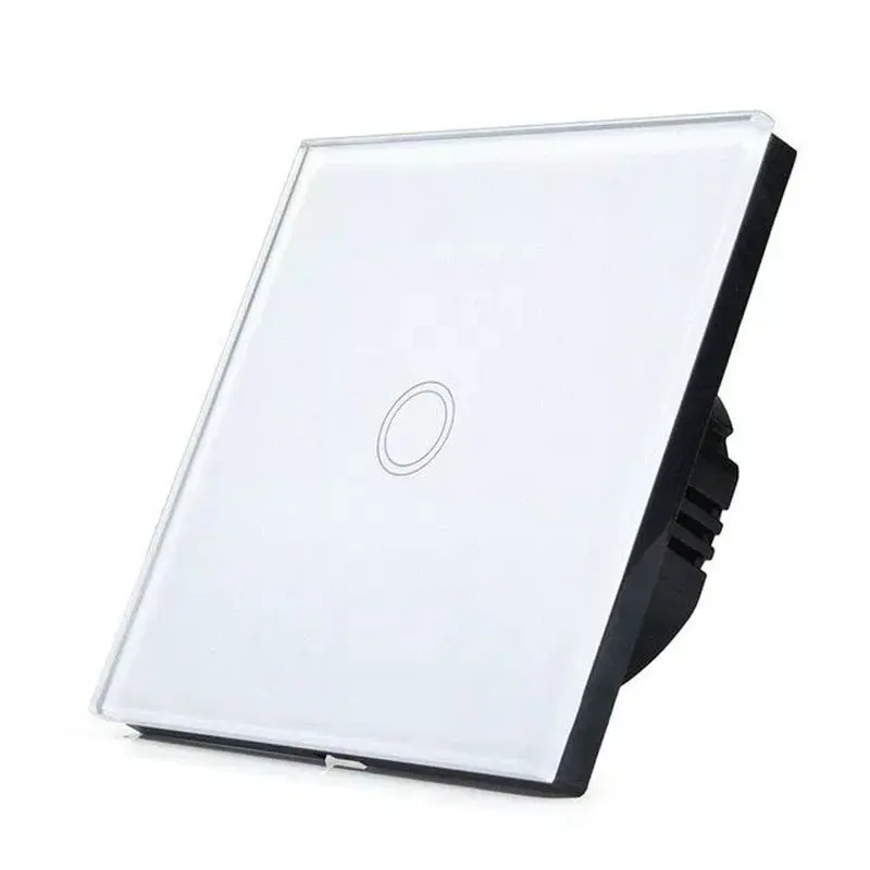 white 1 only touch Светодиодный светильник сенсорный выключатель 220V Сенсор настенный выключатель, ЕС Стандартный 1/2/3 закаленное Стекло Панель умный переключатель Водонепроницаемый без RF433 - Цвет: white 1 only touch