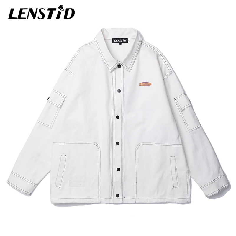LENSTID Новинка осени 2019 мужская куртка карго в стиле хип хоп уличная Ретро ветровка