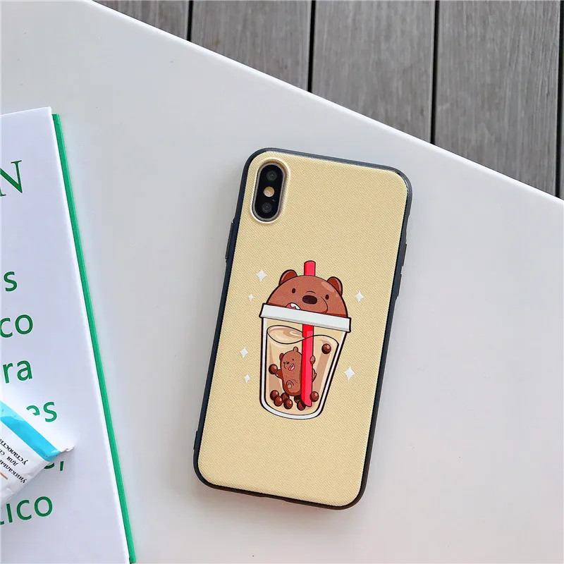 Мультяшный жемчужный молочный чай медведь чехол для телефона iphone Xs Max XR X 8 7 Plus 6S 6