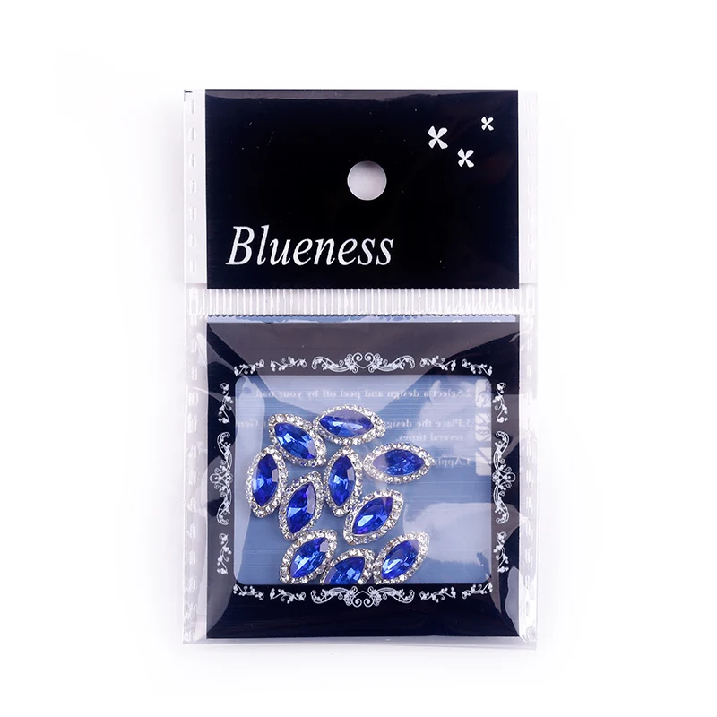 10 шт. блестящие 3d Стразы для ногтей Blueness украшения из металлического сплава