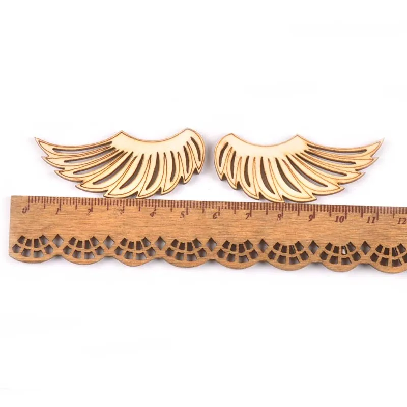 44-55mm 10Pcs Wings Of An Angel Pattern Wood Crafts DIY For Handmade Scrapbook Home Decor Wooden Ornaments Embellishment M2143 | Дом и сад
