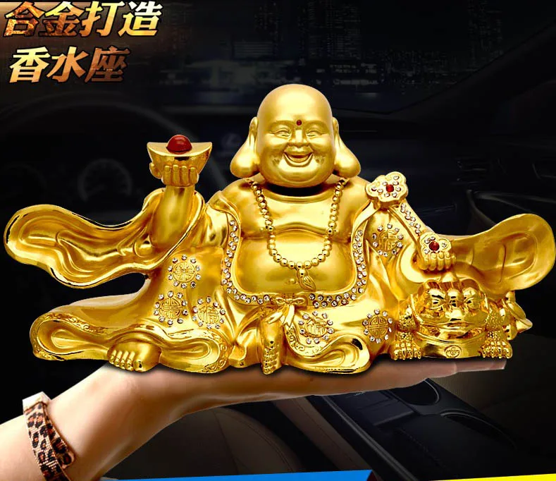 HOME OFFICE  Company SHOP CAR TOP Efficacious Money Drawing  thriving business gold Maitreya Buddha FENG SHUI brass statue