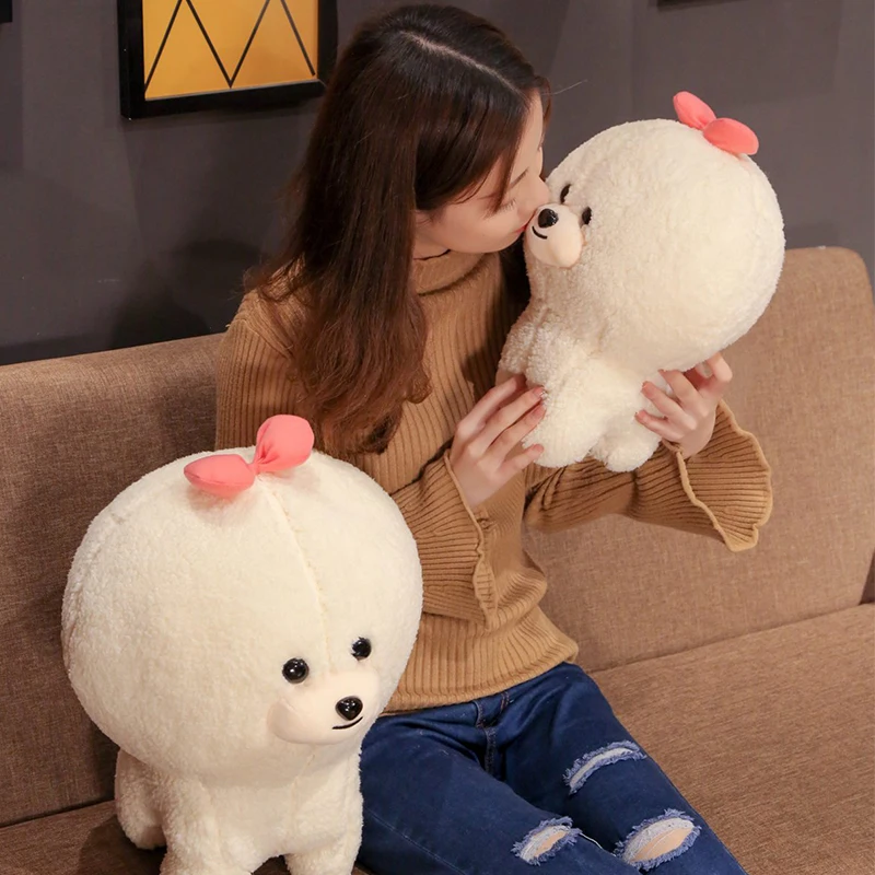 Белая/бежевая плюшевая игрушка Bichon Frise милый щенок мягкая набивная собака