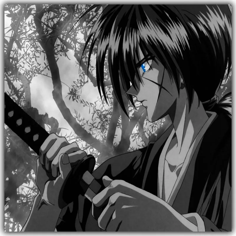 Аниме Картина руруни Кэнсин Шелковый плакат на холсте из ткани принт самурайский