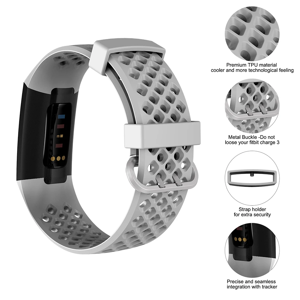 Baaletc For Fitbit Charge 3 TPU SmartWatch Band Bracelet Charge 3 Wrist Strap Replacement Sport Band For Fitbit Charge3