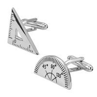jewelry silver plated triangle and protractor brand cuff buttons french shirt cufflinks for mens fashion 3 pair pack sale