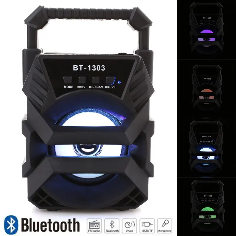 Портативный беспроводной Bluetooth динамик большой размер Стерео FM радио LED свет