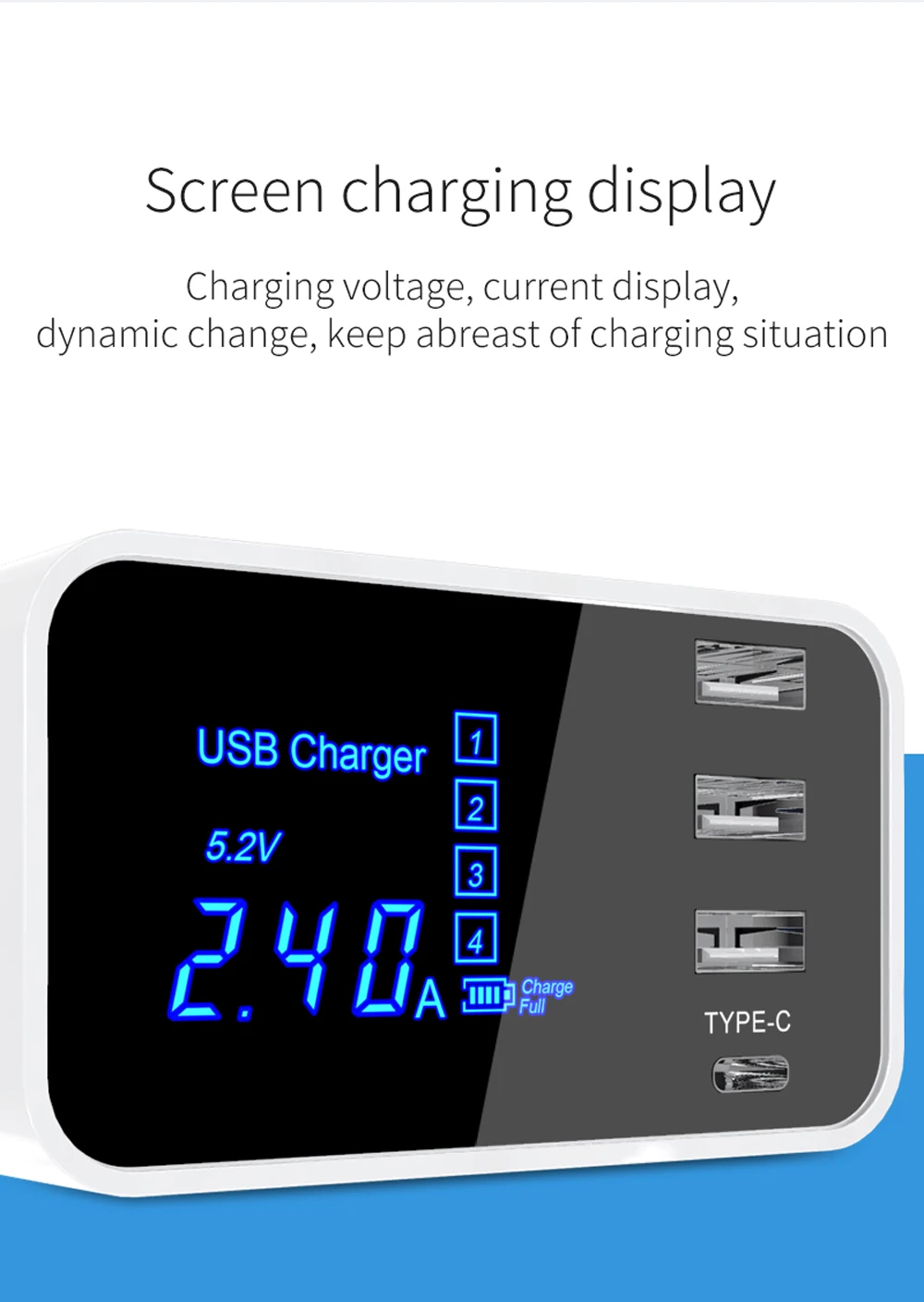 3 USB Smart Charge 2,0 type C USB зарядное устройство для iPhone samsung USB адаптер настенное зарядное устройство светодиодный дисплей быстрое зарядное устройство для мобильного телефона