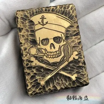 ZORRO Зажигалка для жидкого масла, бензиновая зажигалка, латунный металлический материал, бронзовый череп, ручная работа, толстая/тяжелая Зажигалка для сигарет, мужской подарок, 180 г - Цвет: 6