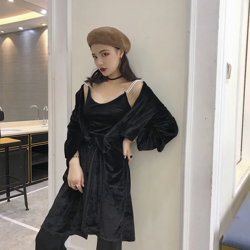2017 Autumn New Lace Velvet Trench Coat for Women Korean Style Fashion Loose Solid Color Long Sleeve Wild | Женская одежда