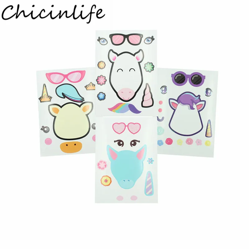 Chicinlife 4 шт. наклейки с единорогом на день рождения вечеринку сделай сам для