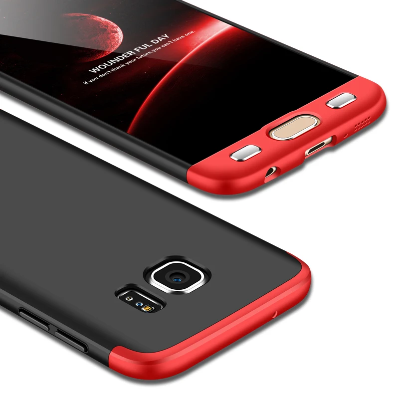 Для samsung S7 чехол S7 EDGE многоцветный чехол 360 полная защита корпуса Жесткий PC Черный capas для galaxy s7 S 7 задняя крышка