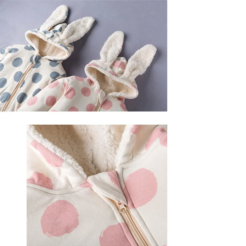 Комбинезон детский осенне-зимний теплый с капюшоном комбинезон кролик