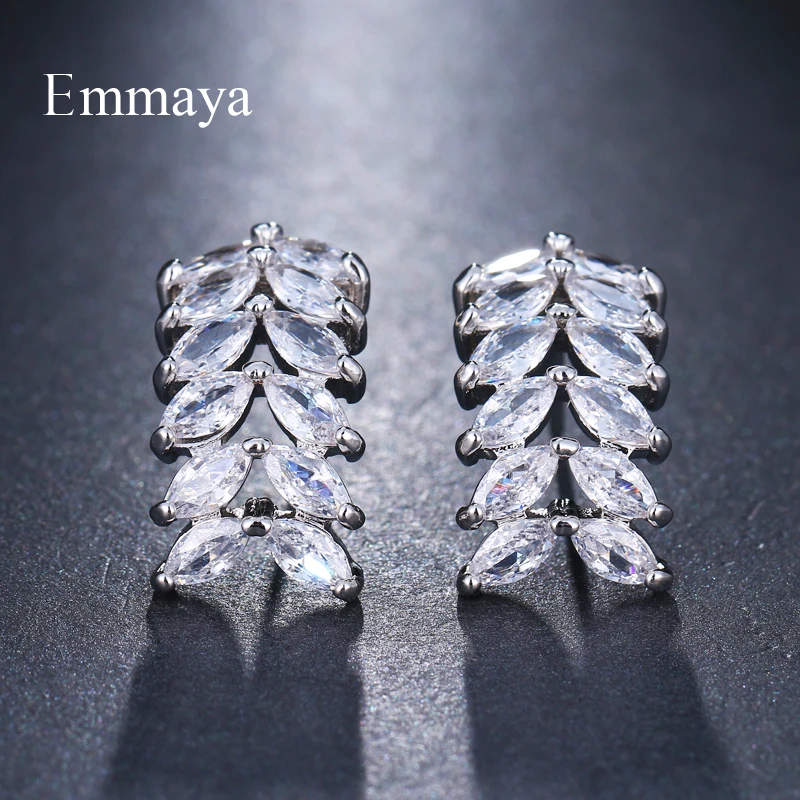 Emmaya новые элегантные серьги в форме листа с кубическим цирконием женские