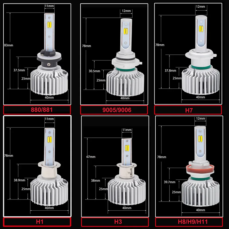 

Uttril Canbus H4 H7 LED 3 Colors Headlamp H8 H9 H11 H1 H3 9005 9006 880 881 H27 3000K 4300K 6000K Car LED Bulb 80W 8000LM 12V