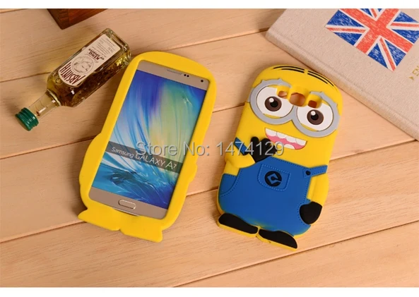 1pcs/lot 3D Cartoon Despicable Me Minions Soft Silicon Rubber Phone Case For Samsung Galaxy A7 A700 A7000 Protective Skin Shell |