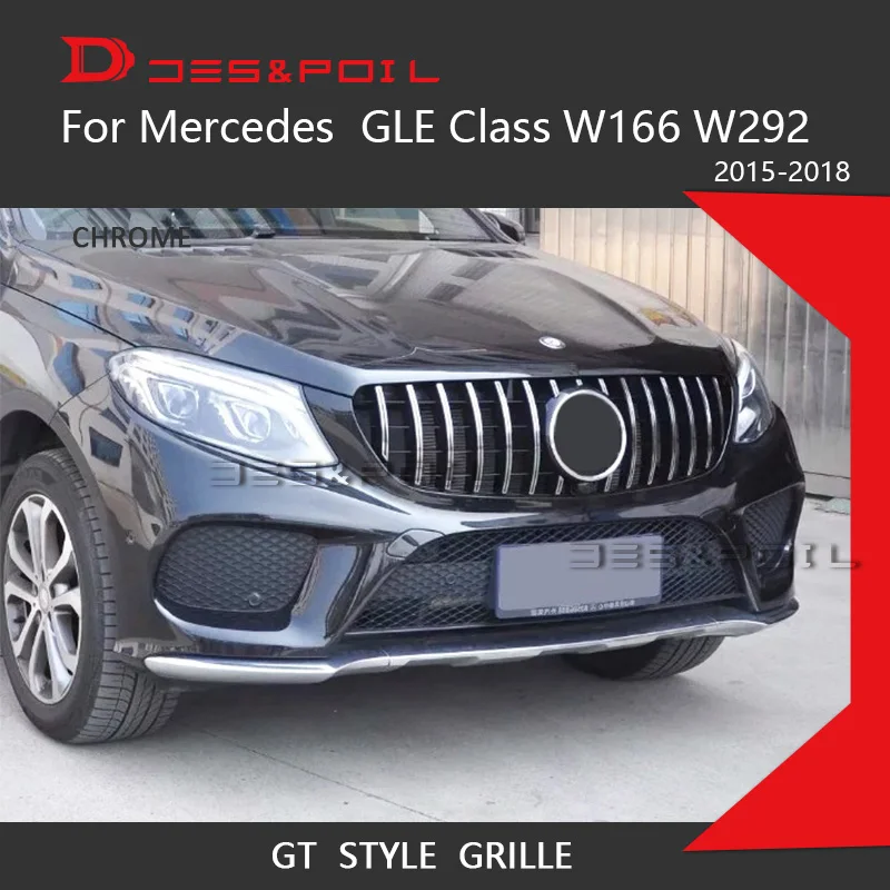 GT R решетка для Mercedes Benz GLE Class W166 W292 Coupe SUV Chrome Front Racing 2015 2018 GLE300 GLE320 GLE350 GLE63 AMG|Гоночные