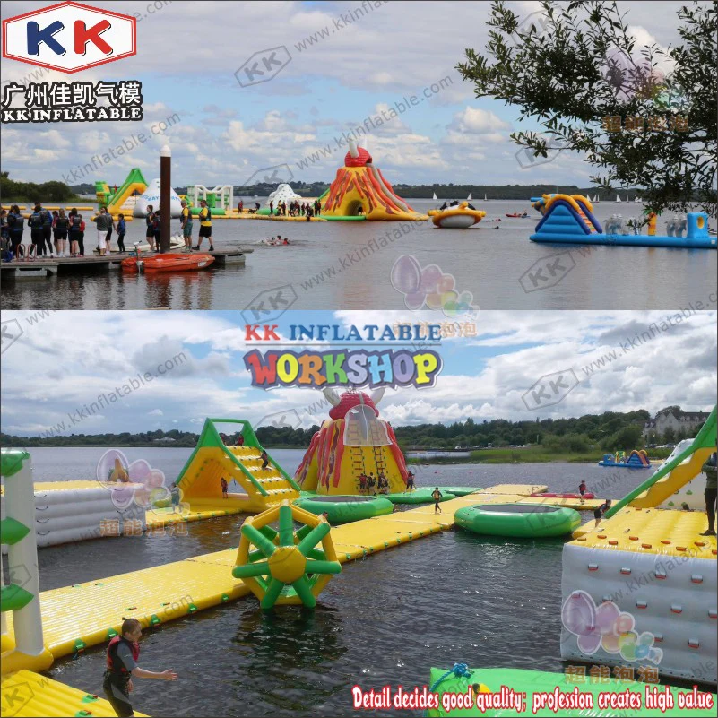 Kopen Groen Geel Rood Opblaasbare Water Park Drijvende Lucht Opblaasbare Water Eiland
