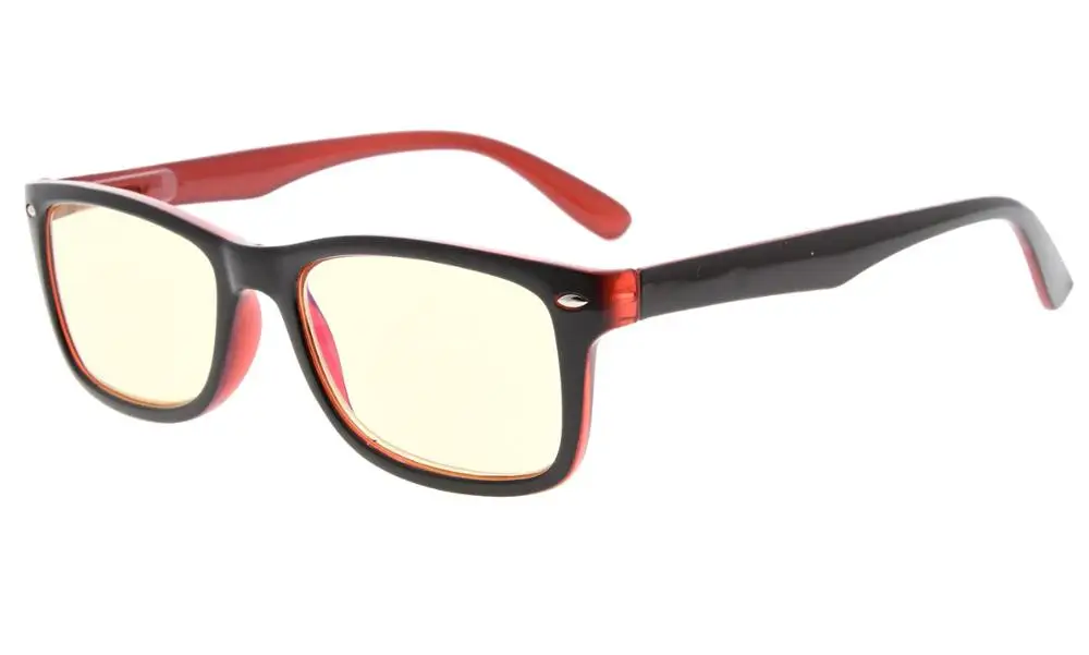 BlackRed CG075 Eyekepper компьютерные читатели весна-петли качество классический винтажный стиль компьютерные очки для чтения желтые тонированные линзы - Цвет оправы: BlackRed
