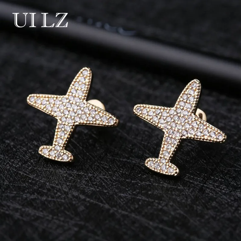 UILZ 925 Серебряные серьги для Для женщин самолета стержня с AAA кубический циркон