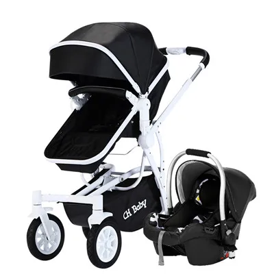 3 in 1 Black B 2 в 1 роскошные кожаные детские коляски для новорожденных до 4 лет отправка 5 бесплатных подарков черный и белый выбор 3 в 1 автомобиль - Цвет: 3 in 1 Black B