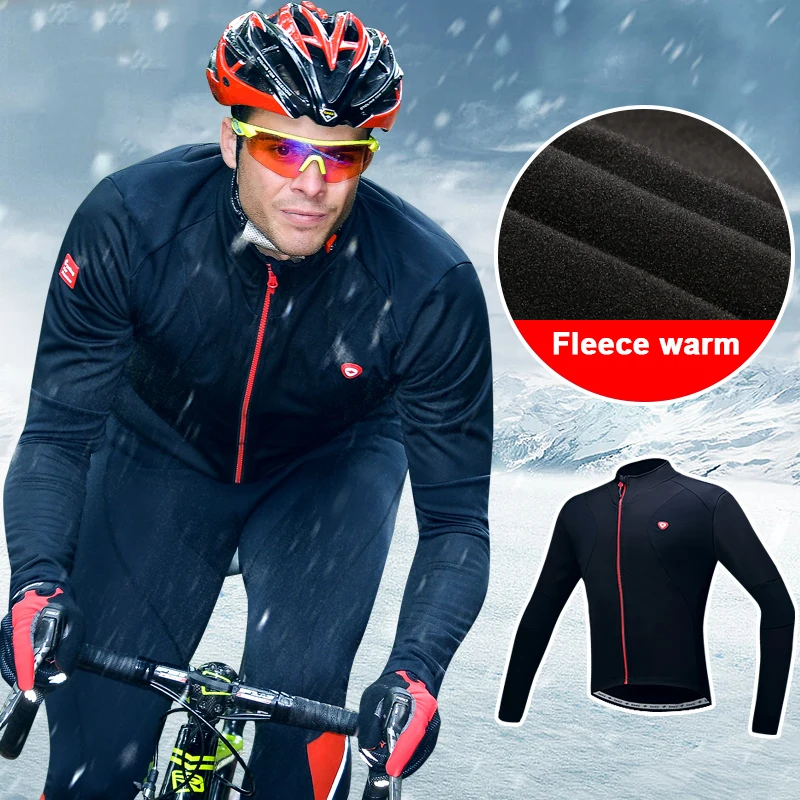 Santic Мужская велосипедная Джерси Зимняя Теплая Флисовая MTB Светоотражающая