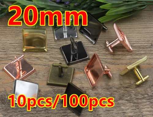 

Cabochon 20mm Square Antique Bronze/Silver/Gold/Black French Square Pad Cuff Link blanks Tray/Reg Mail,Cufflink Base Sets