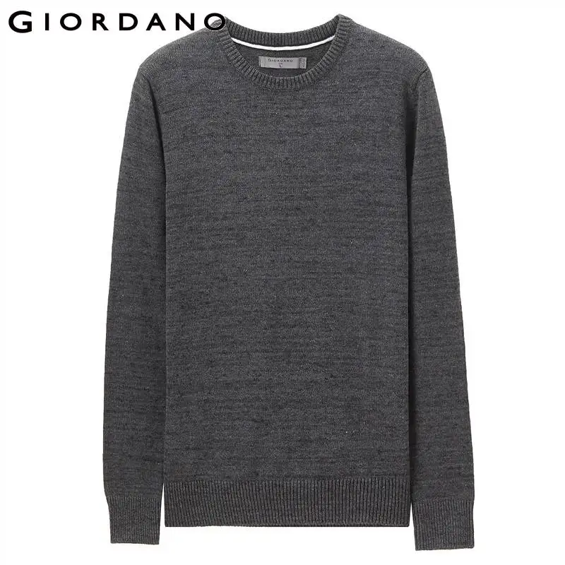 04Gray Giordano мужской вязаный пуловер с круглым воротом и длинными рукавами, имеет три варианта окраса и широкий размерный ряд - Цвет: 04Gray