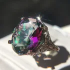 Женское кольцо из серебра 925 пробы с разноцветным Цирконом 3 карата