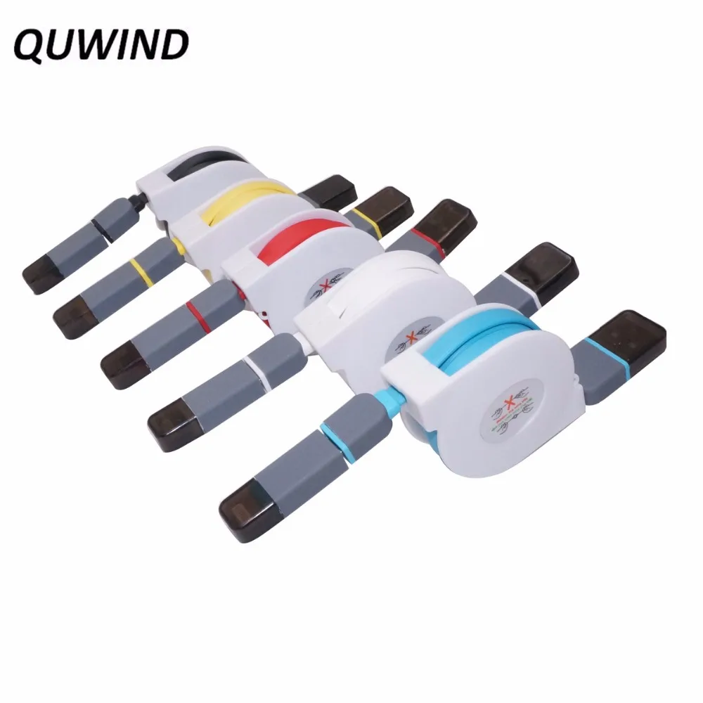 QUWIND 2 в 1 Micro USB интерфейс 8pin Выдвижной зарядный кабель для передачи данных Samsung Galaxy