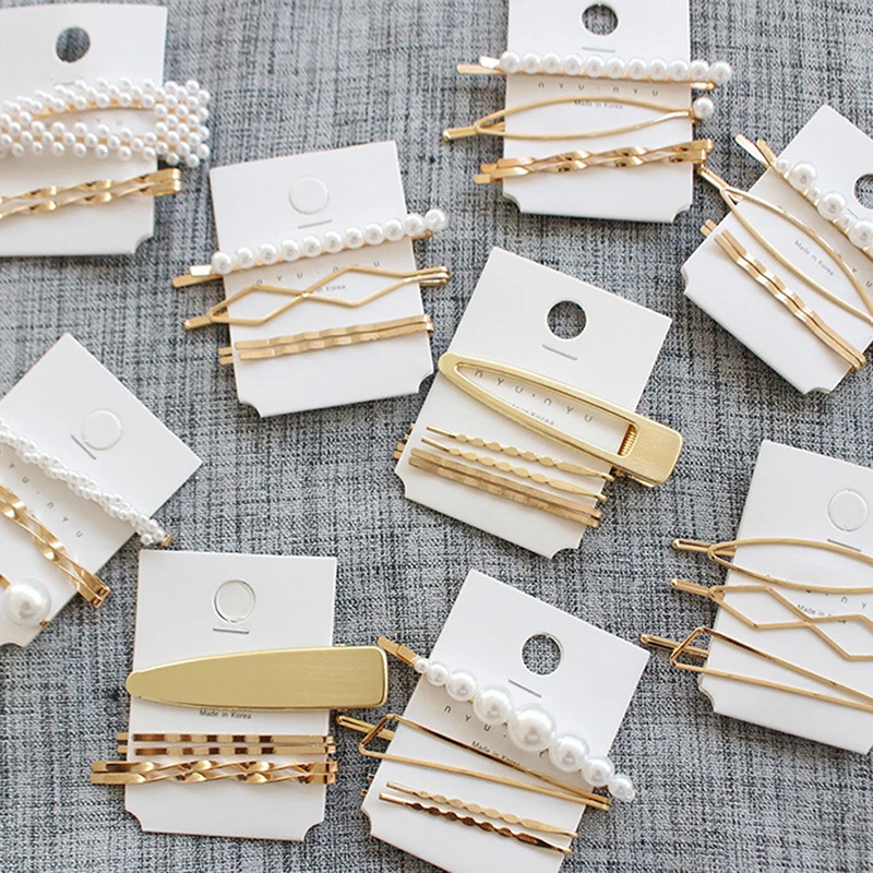 

3Pcs/set Women Pearl Metal Gold Color Hair Clip Hairband Hairpin Girls Hair Accessories Beauty Styling Tools Fashion