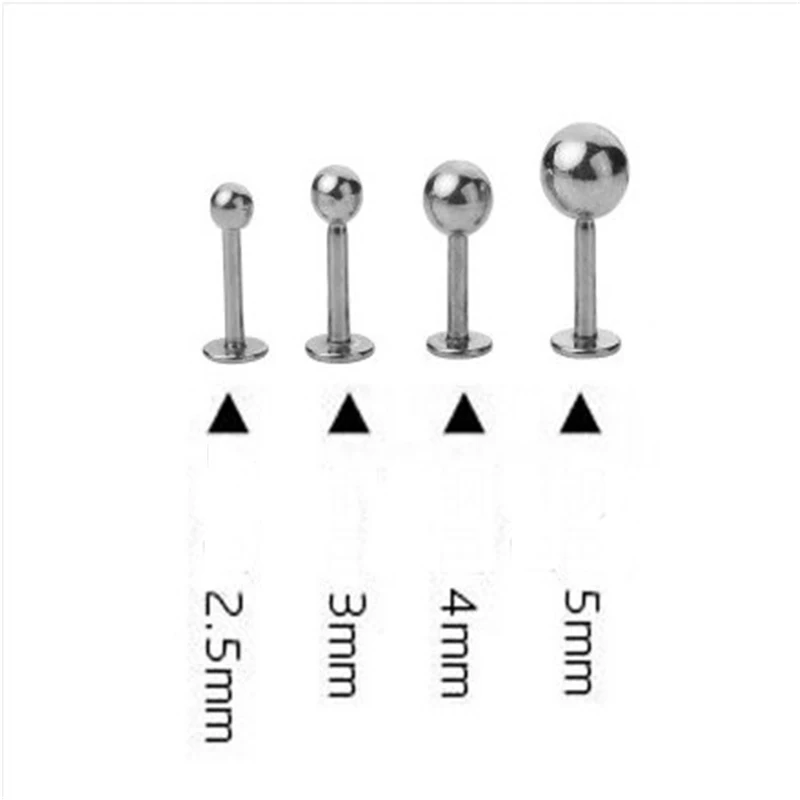 Medical Titanium Steel Prevent Allergy Round Ball Ear Bone Nail 4 Size Color Women Men Unisex Fashion Earring Stud | Украшения и