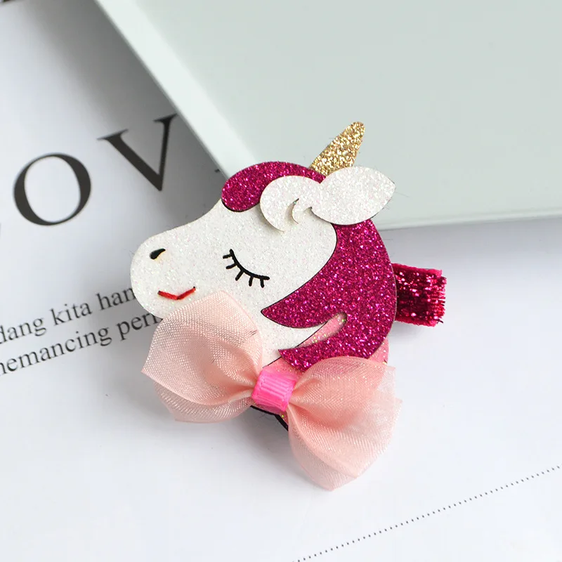 

10 pcs/lot , Glitter Unicorn Hair Clips , Magical Princess Unicorn Hair Bow Barrette Girls Hair Accessories