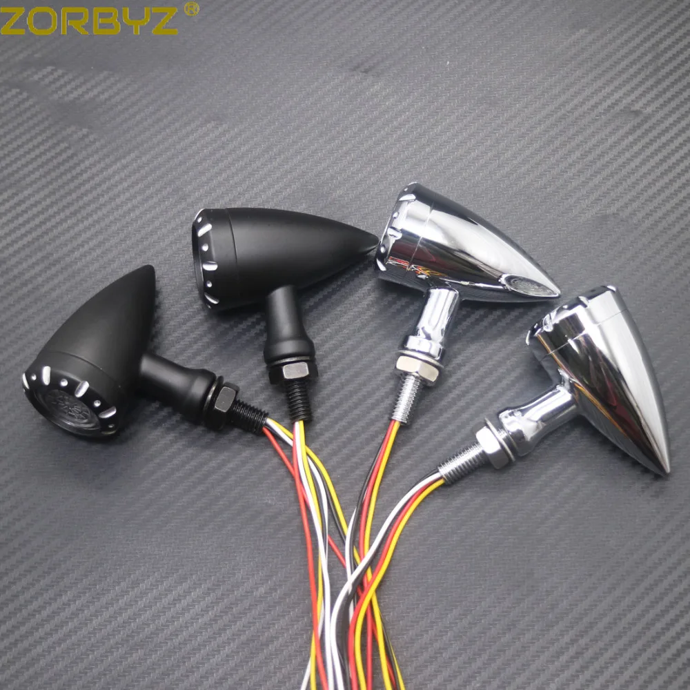 ZORBYZ мотоциклетная черная хромированная пуля металлический светодиодный тормозной мигалка световой сигнал поворота для Harley Cruiser Chopper Световой индикатор