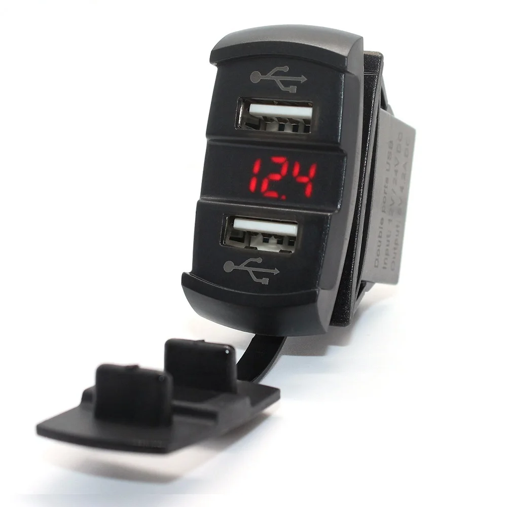 Универсальное Автомобильное Зарядное Устройство USB с Вольтметр Светодиод Dual