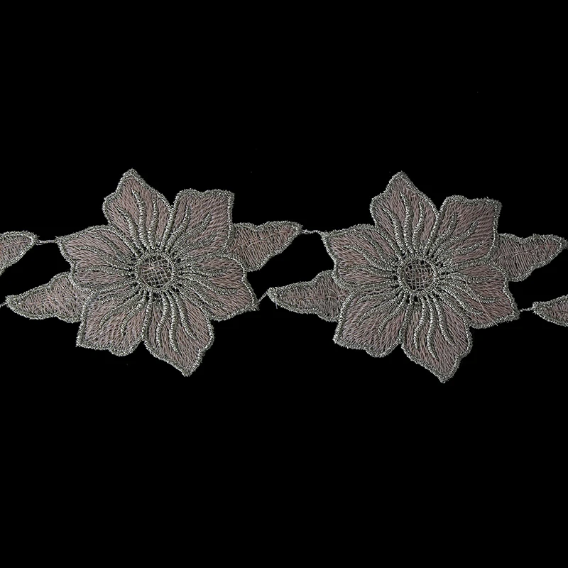 5 ярдов 3D Золотой металлический цветок Кружева Вышивка отделка кружева ткань