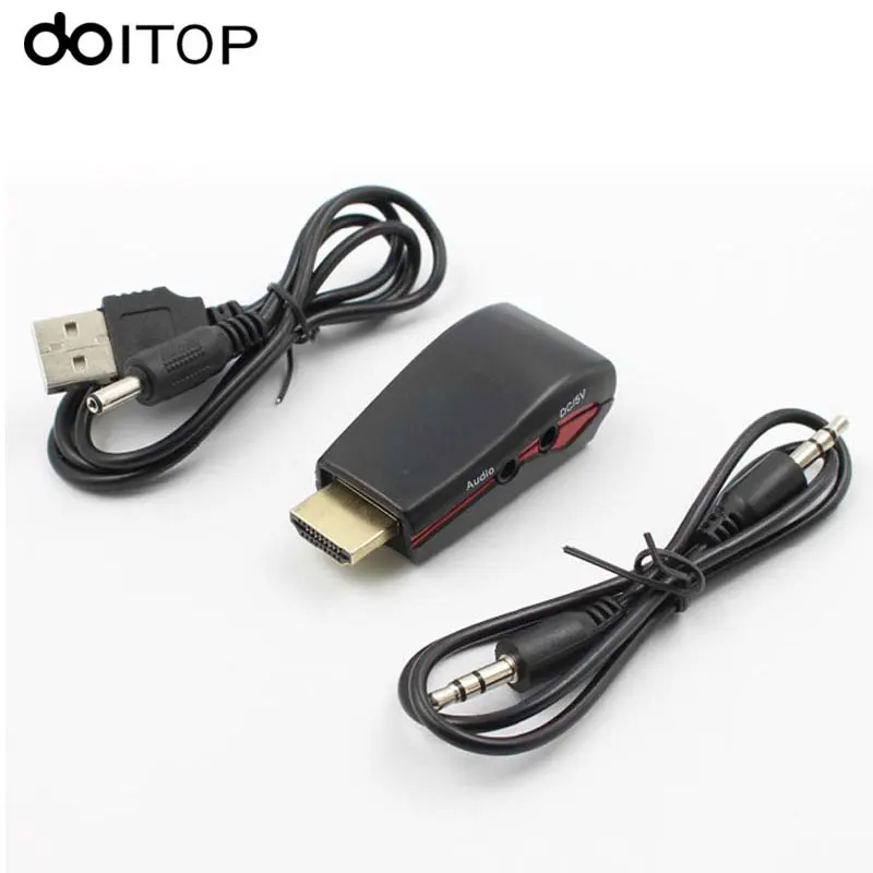 Адаптер конвертер DOITOP HD 1080P HDMI в VGA папа мама для ПК DVD ноутбук с HDTV планшет + USB