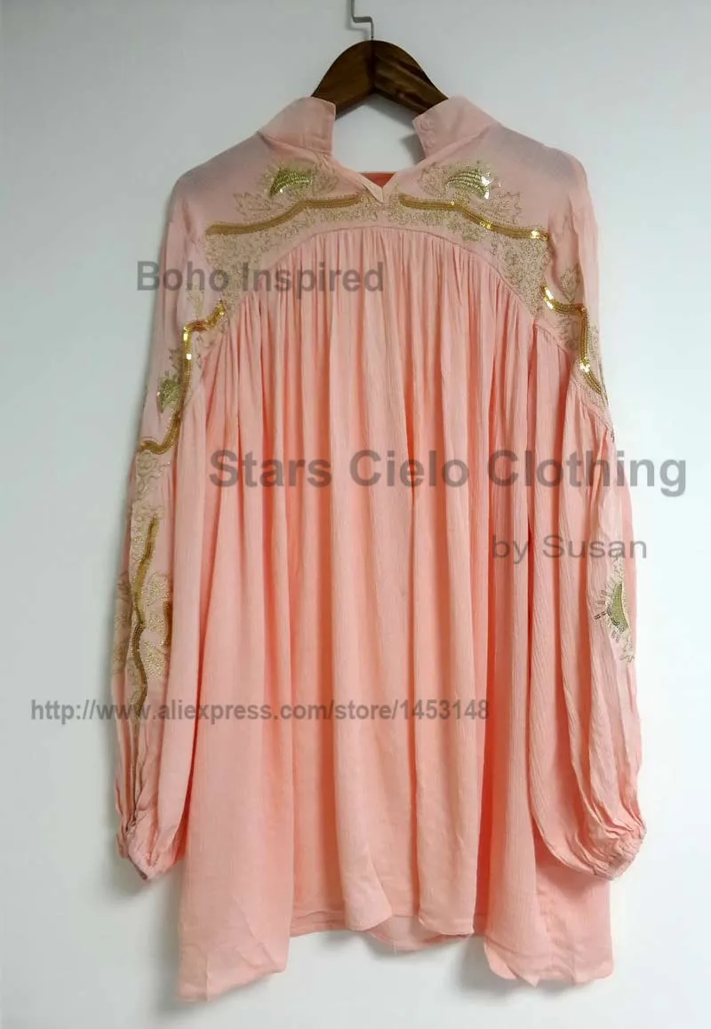 BOHO вдохновляющая блузка женская хлопковая расшитая блестками Цветочная вышивка