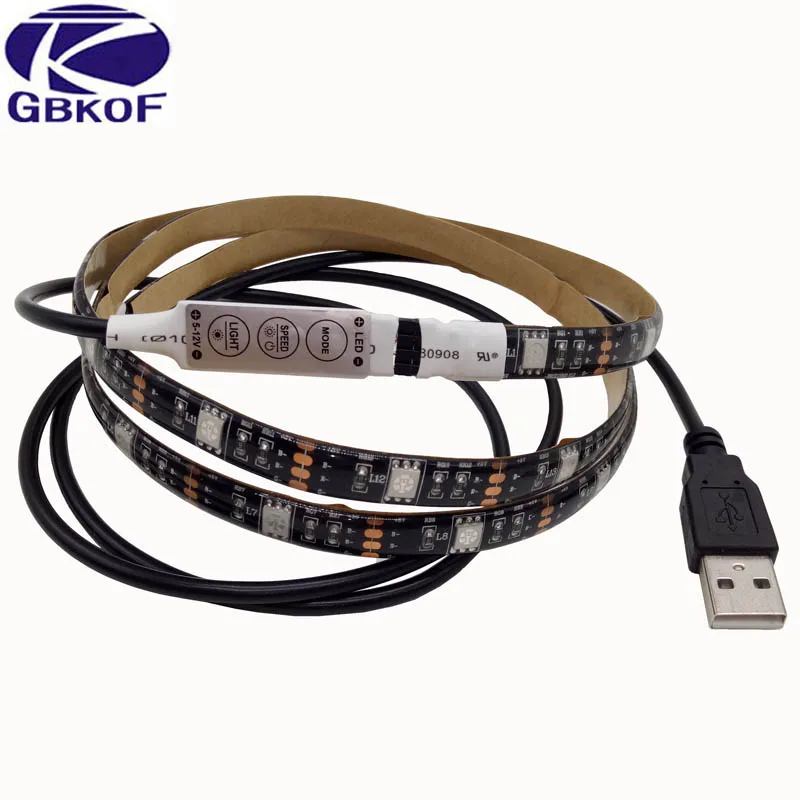 Светодиодная лента 5 В гибкая 5050 RGB 1 м 2 50 см ТВ фон с мини контроллером 3