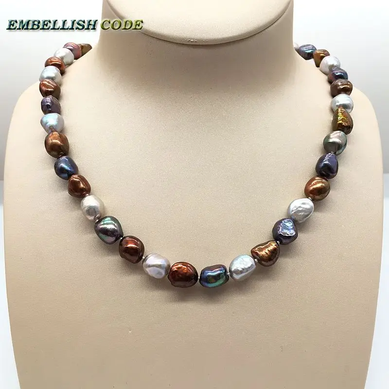 Великолепное ожерелье с натуральным пресноводным жемчугом коричневого и серого