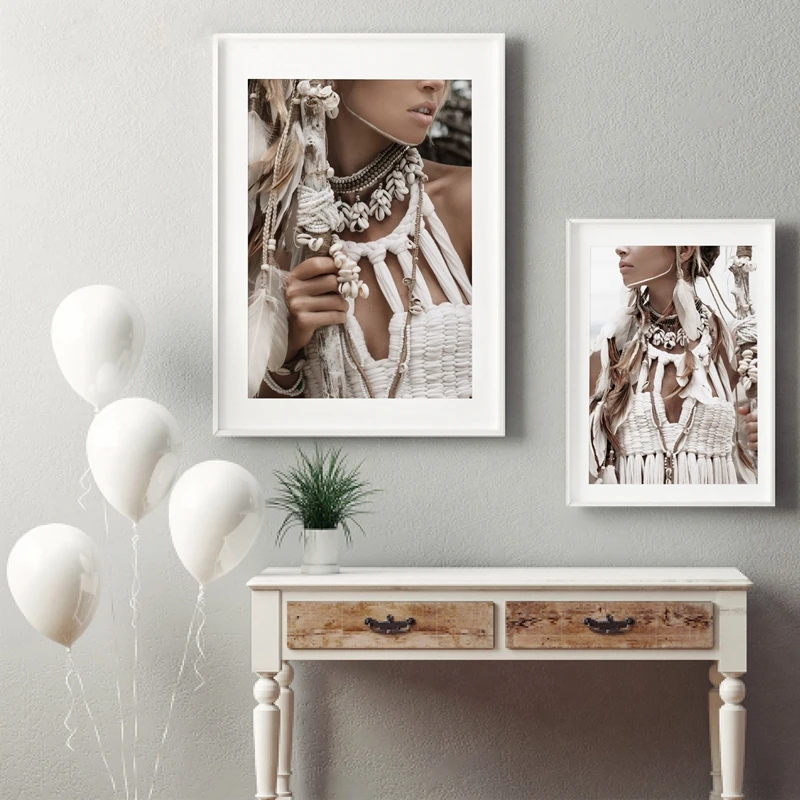 Новогодний постер для красивой девушки Художественная печать на холсте богемная