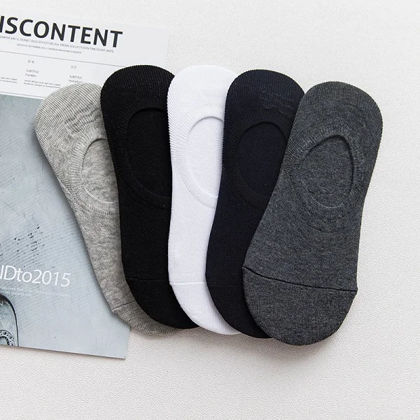 Solid1 Socks 10 шт. = 5 пар/партия, летние мужские хлопковые короткие носки для мужчин, Нескользящие силиконовые однотонные короткие мужские носки с животными, носки-тапочки, Meias - Цвет: Solid1 Socks