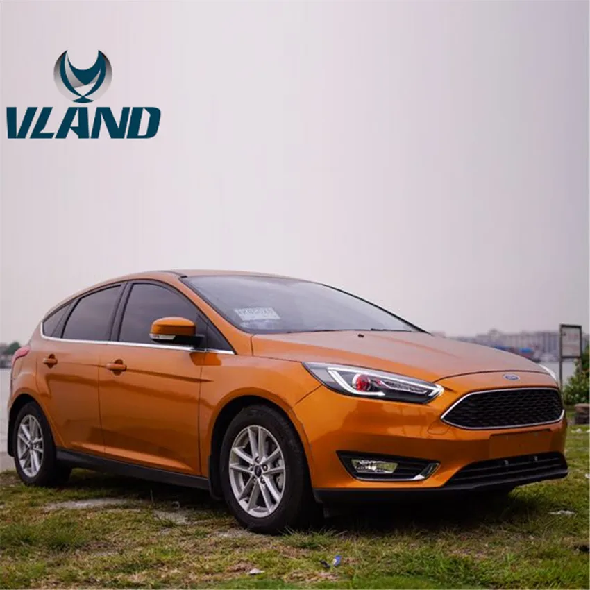 VLAND производитель для автомобиля головы лампы для светодиодная фара для Focus головной светильник с движущимися сигнал указателя поворота и красные дьявольские глаза