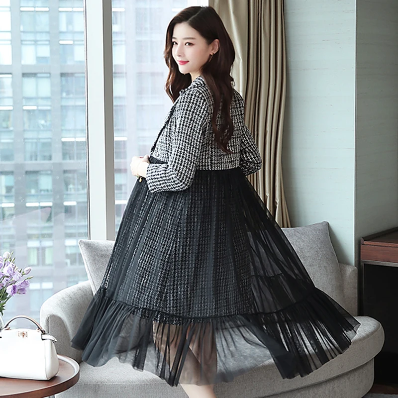 Осенне зимнее женское плотное платье зима 2019 с отложным воротником