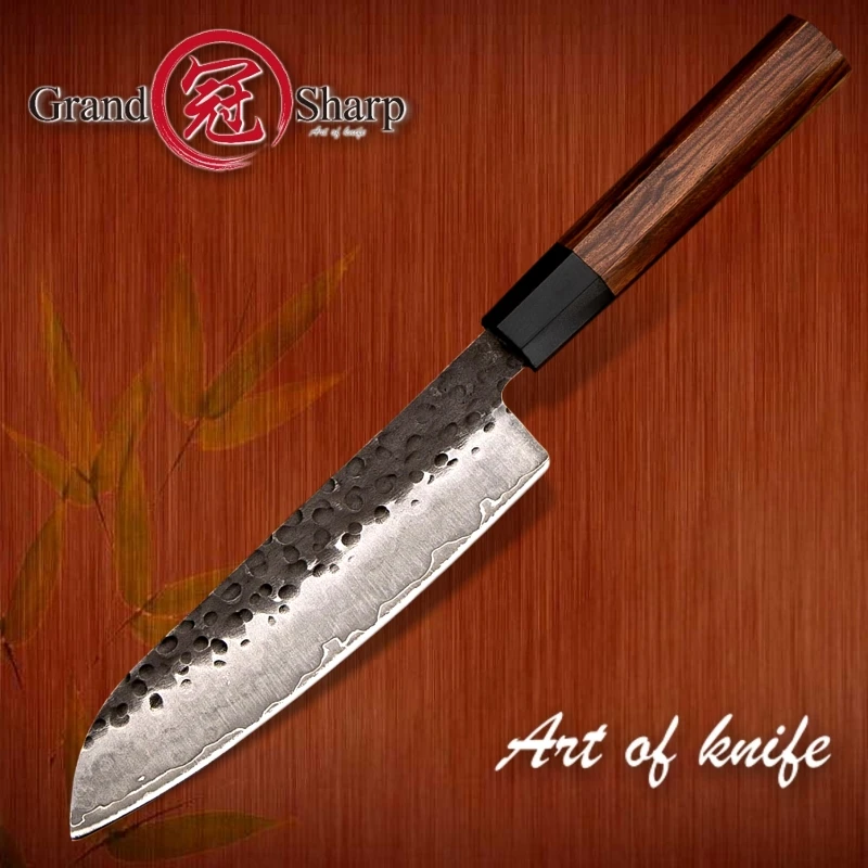 7 дюймов Santoku Ножи ручной работы Кухня ножи японский 3 слоя AUS10 с высоким