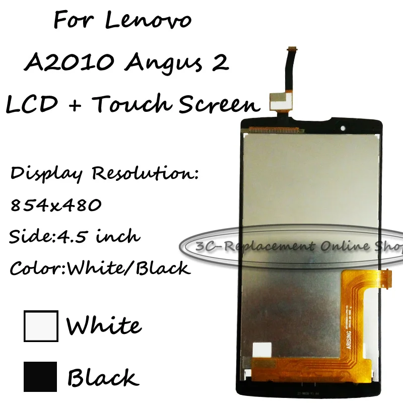 White/Black 4.5 inch For Lenovo A2010 Angus 2 LCD Display + Touch Screen Digitizer Assembly Smartphone Replacement Free Tools | Мобильные