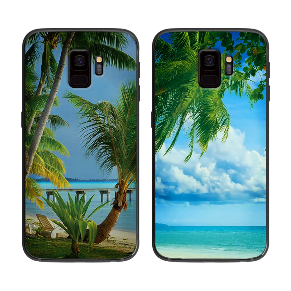Силиконовые чехлы для телефонов с изображением пальм моря samsung Galaxy A5 A6 A7 A8 A9 2017 Plus