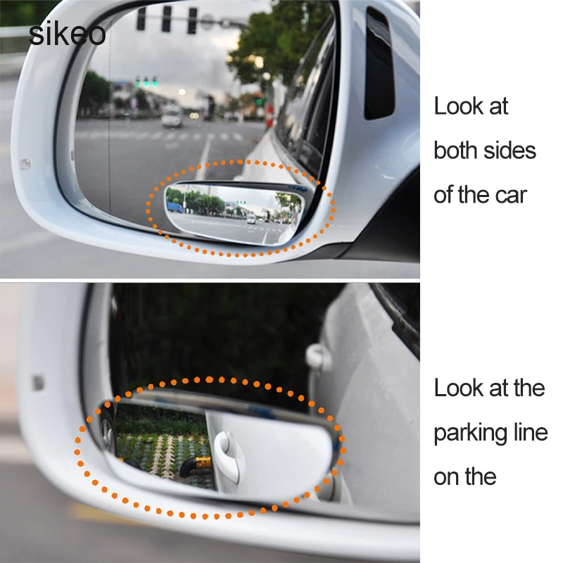 Автомобильное Зеркало для слепых зон sikeo 360 градусов широкоугольное